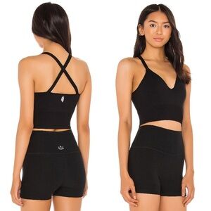 Free People FP Movement Good Karma Crop Tank in Solid Black XS/S